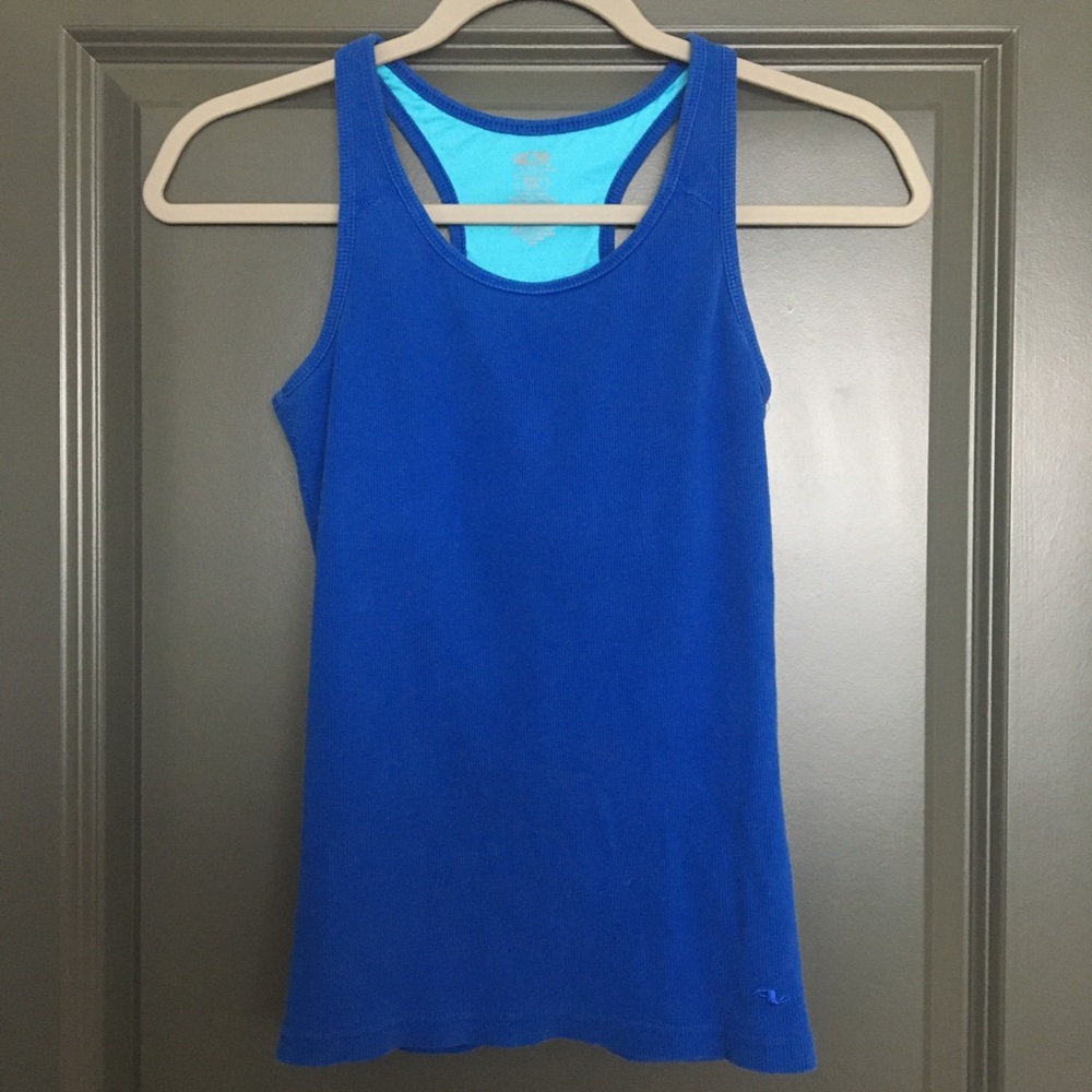 Blue Halter Back Tank